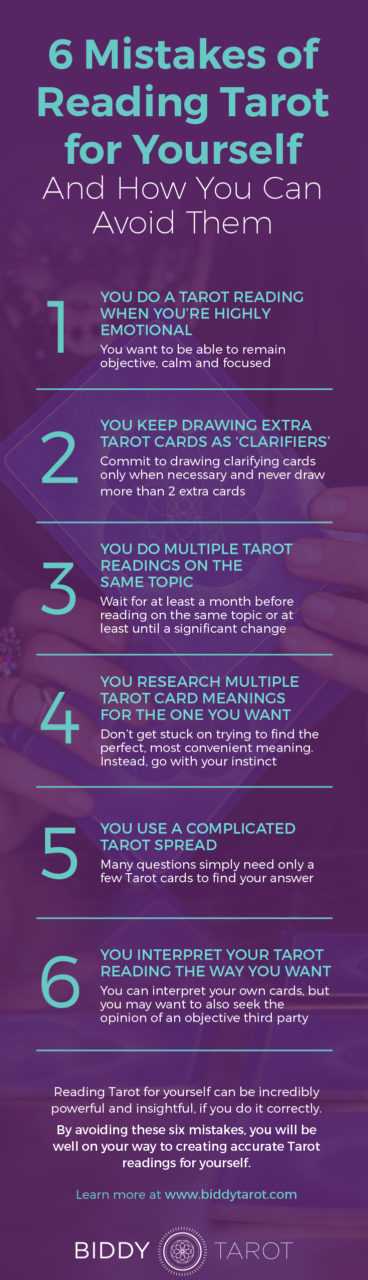 6 Mistakes of Reading Tarot for Yourself and How to Avoid Them | Biddy Tarot